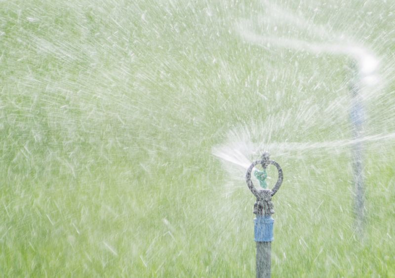 Lawn Sprinkler System in Fall